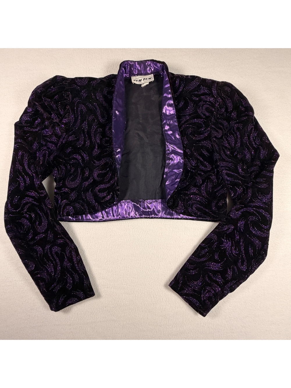Vintage Zum Zum Purple Metallic Velvet Bolero Jacket 9